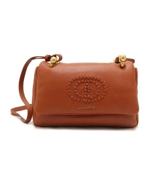 La Carrie Brown Gewebte Schultertasche Aus Leder Mit Kette