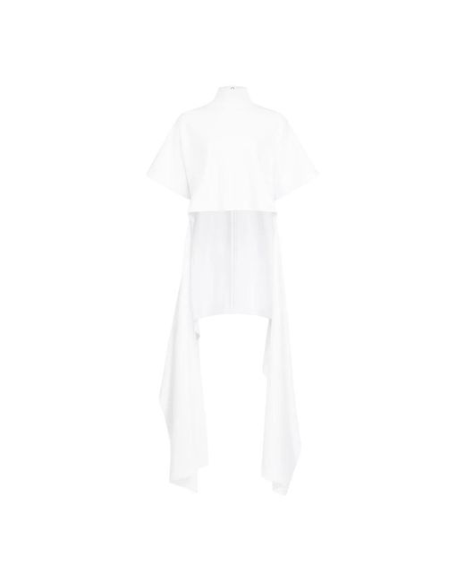 Alaïa Asymmetrisch Katoenen Jersey T-Shirt in het White