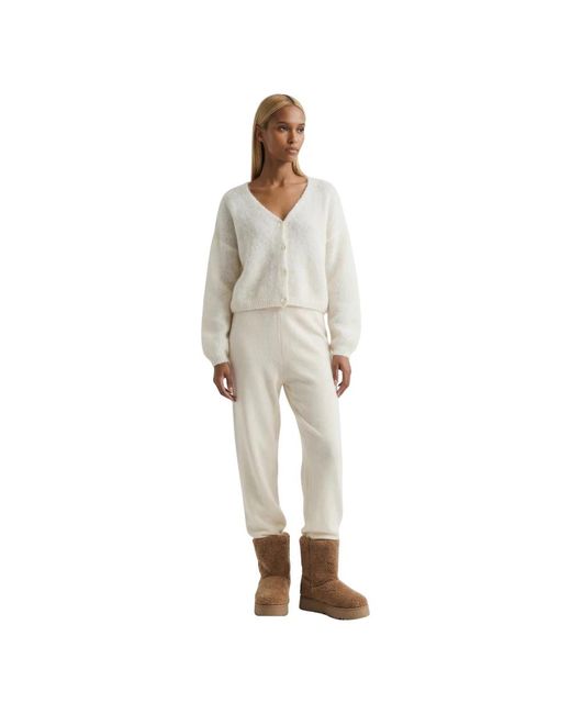 American Dreams Truien & Vesten ,Wit ,Wol Cropped Cardigan Mohair Met Knoopsluiting in het Natural