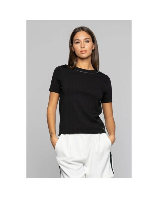 Kocca Black Glänzendes Crewneck T-Shirt