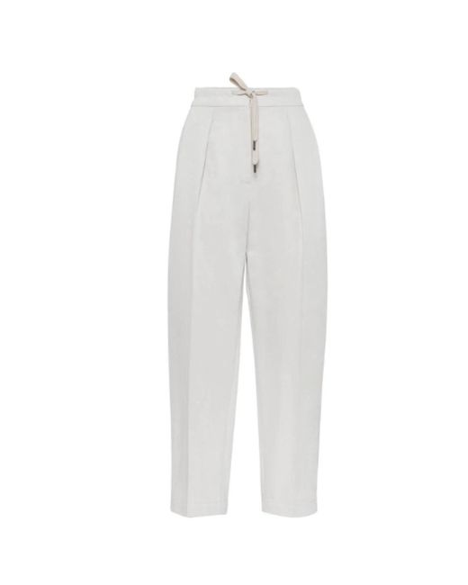 Brunello Cucinelli White Cropped Trousers
