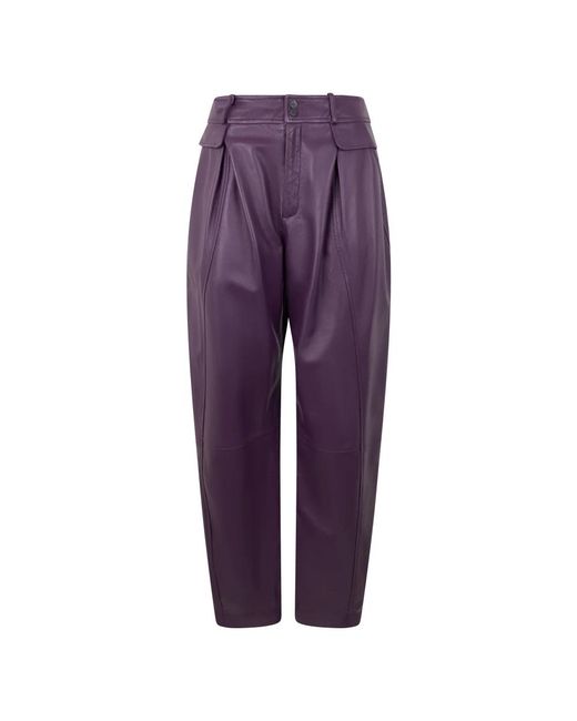 Alberta Ferretti Purple Leather Trousers