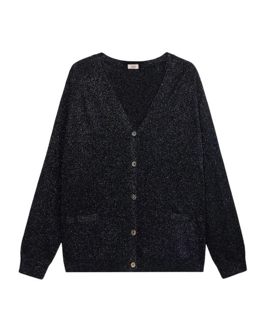 Oltre Truien & Vesten ,Blauw ,Kasjmier Lurex Kasjmier Blend Vest in het Black