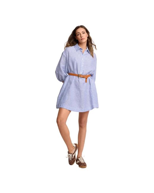 Kocca Kleedjes ,Blauw ,Abito A Righe Modello Chemisier in het Blue