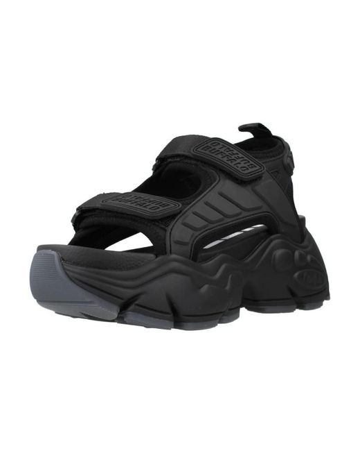Binary track sandali piatti di Buffalo in Black