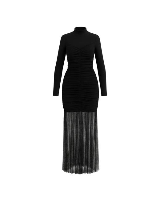 Twinset Kleedjes ,Zwart ,Polyester Zwarte Lange Jurk Chic Elegant in het Black