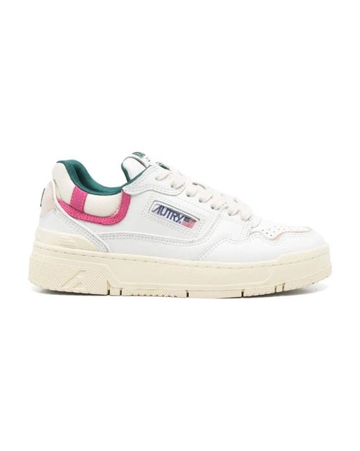 Autry White Niedrige Damen Multimat Sneakers Weiß/Carmine