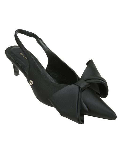 Anine Bing Black Stiletto-Pumps Mit Übergroßer Schleifendetail