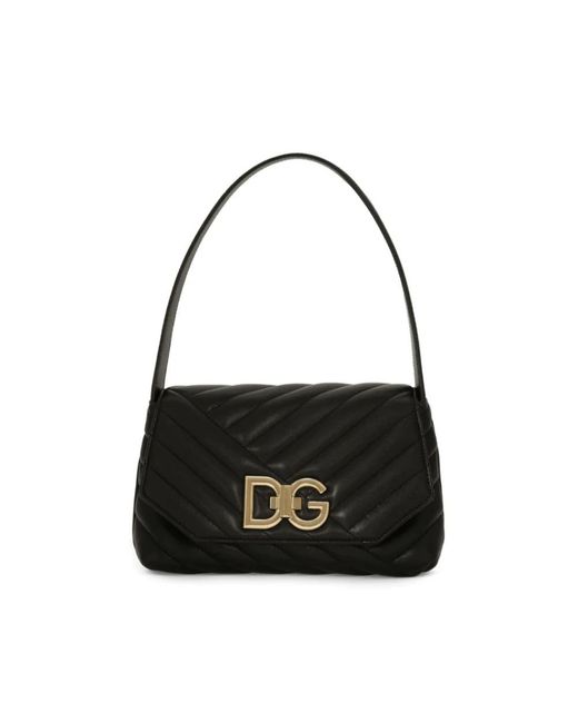 Dolce & Gabbana Black Gepolsterte ledertasche mit logo-schnalle