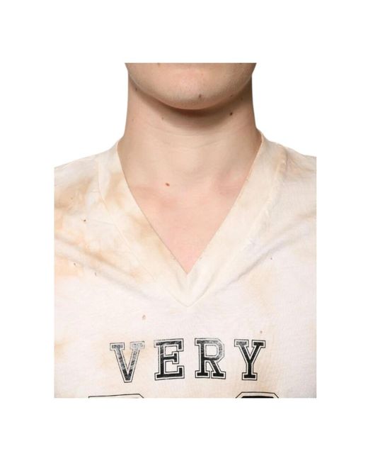 Dolce & Gabbana S grafikdruck v-ausschnitt t-shirt in Natural für Herren