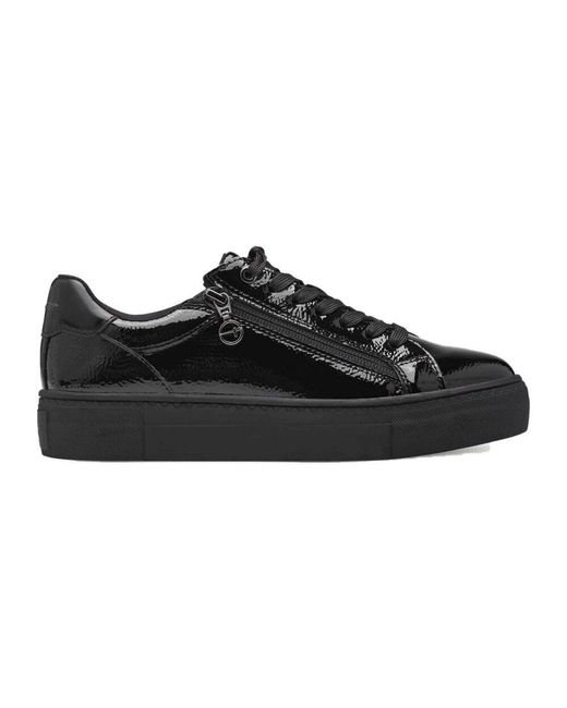 Tamaris Black Schwarze lack low top sneakers