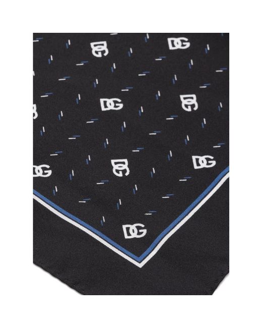 Dolce & Gabbana Black Pocket Square With Dg Print for men