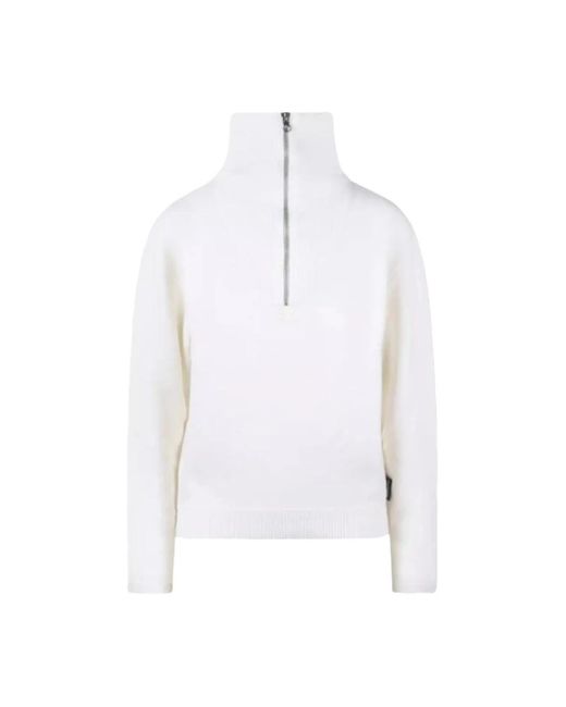 Courreges Truien & Vesten ,Wit ,Wol Witte Wollen Logo Sweater in het White