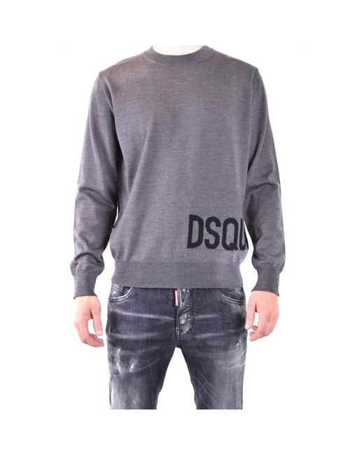 DSquared² Gray Round-Neck Knitwear for men