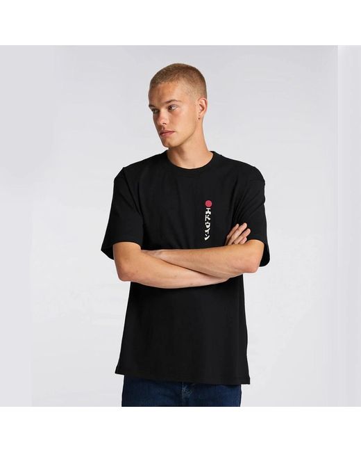 Edwin Tops ,Zwart ,Katoen Kamifuji T-Shirt Zwart in het Black voor heren