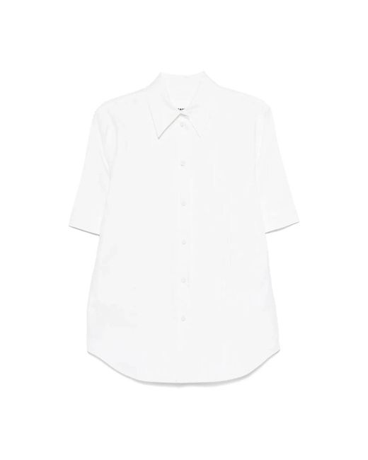 Jil Sander Overhemden ,Wit ,Geplooide Wijde Blouse in het White