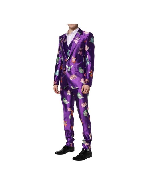 Dolce & Gabbana Purple Single Breasted Suits for men