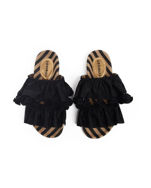 LaDoubleJ Schoenen ,Zwart ,Tweed Pimento Slide in het Black