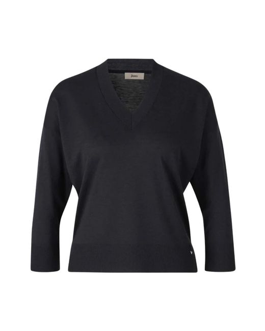 Herno Blue V-Neck Knitwear