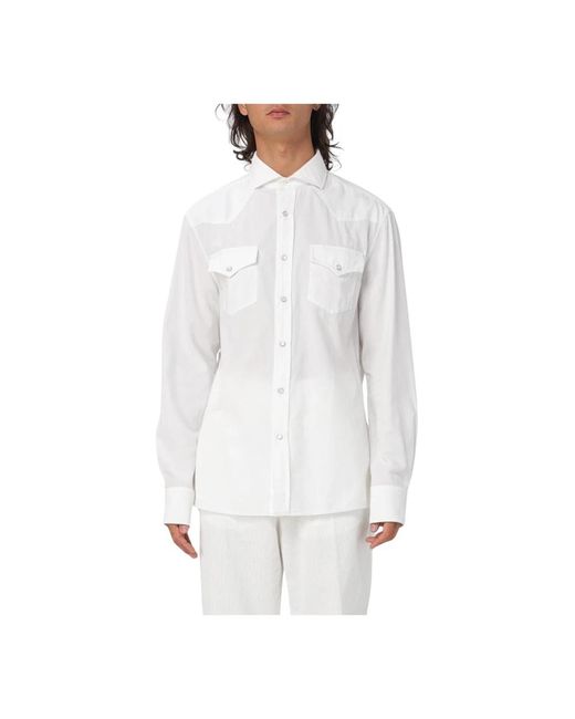 Casual Shirts di Brunello Cucinelli in White da Uomo