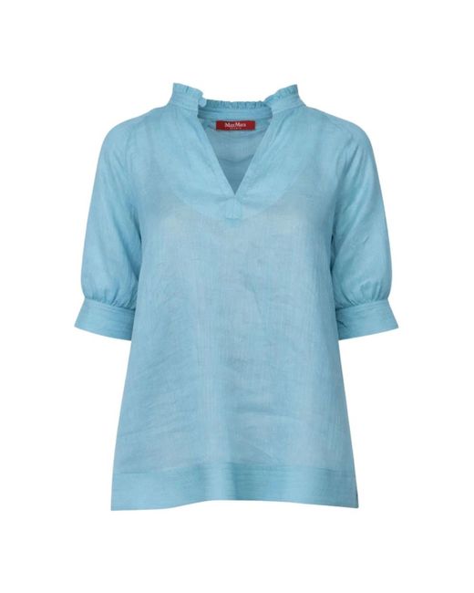 Max Mara Blue Raglan-Kurzarmbluse