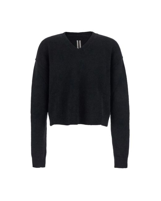 Rick Owens Zwarte V-Hals Oversized Trui in het Black voor heren