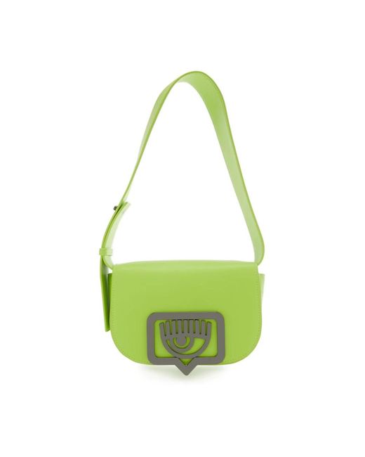 Chiara Ferragni Zwarte Faux Leren Schoudertas in het Green