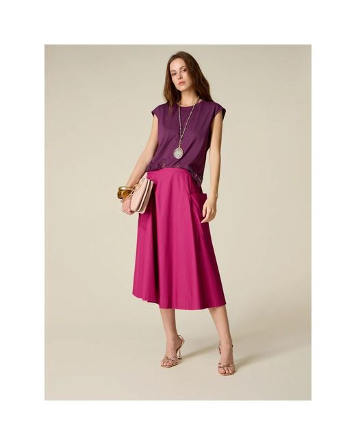Midi Skirts Oltre de color Purple