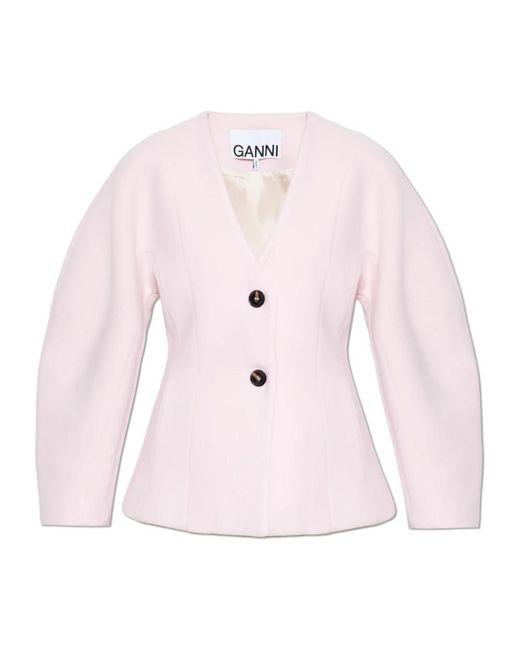 Ganni Wool Blazer in het Pink
