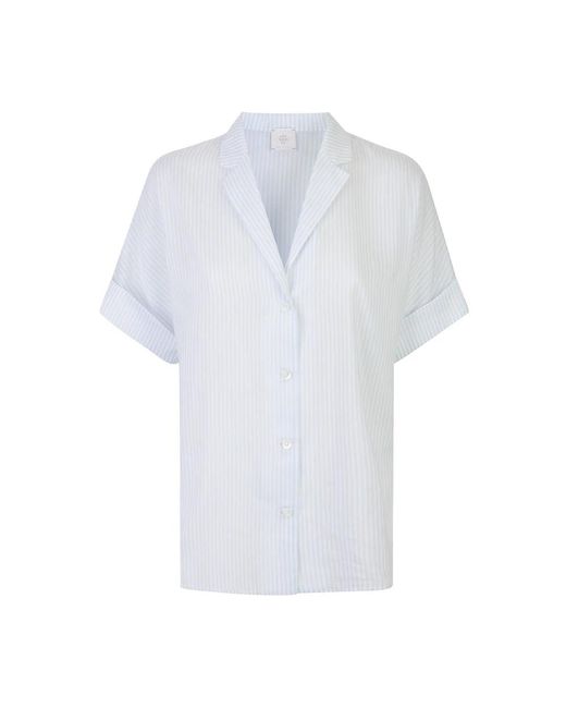 Eleventy Overhemden ,Blauw ,Katoen Shirt Met Korte Mouwen in het White
