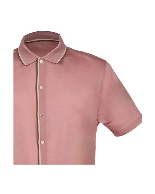 Gran Sasso Es bowlinghemd mit beige und braunem kontrast in Pink für Herren