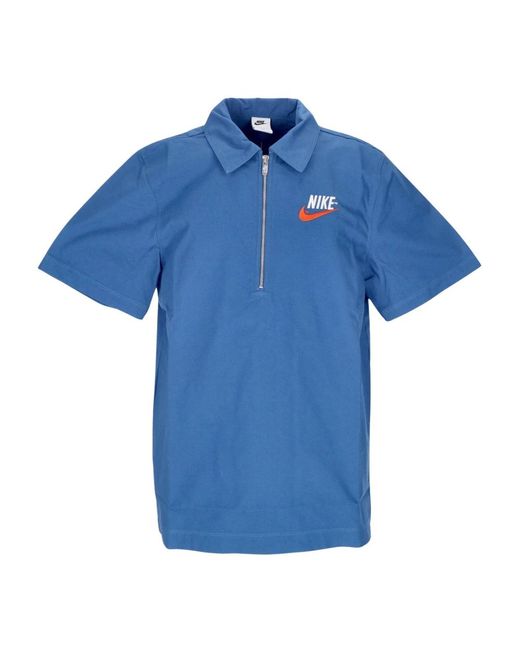 Nike Fitness ,Blauw ,Katoen Polo Sportswear Overshirt Trend in het Blue voor heren