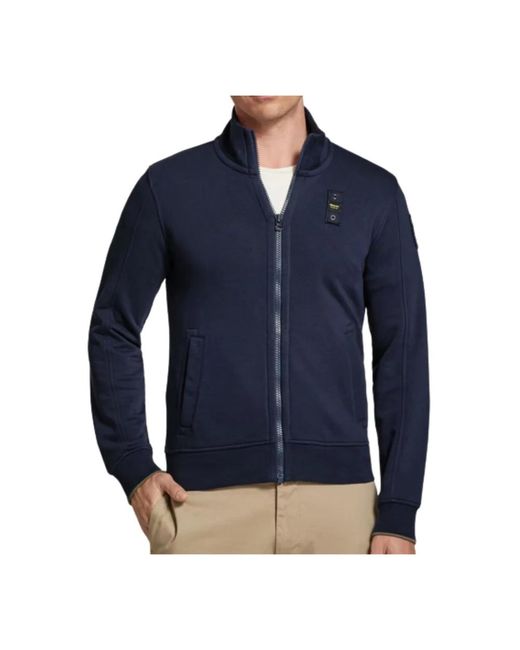Blauer High Neck Zip Sweatshirt in Blue für Herren