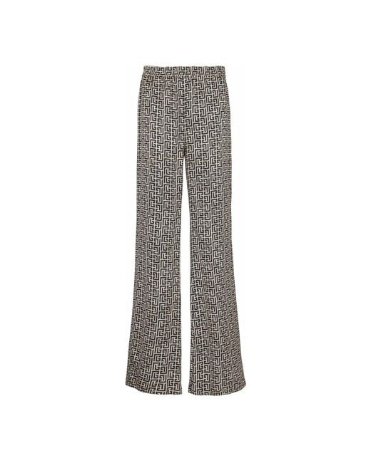 Balmain Broeken ,Zwart ,Monogram Flowende Broek in het Gray voor heren