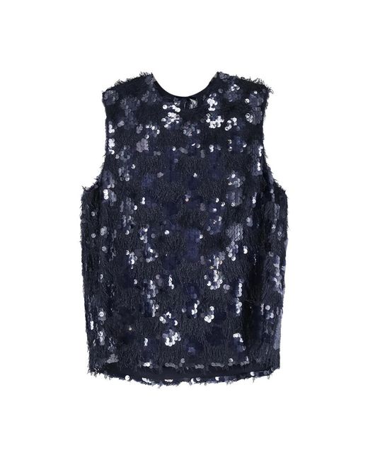 Semicouture Blue Sleeveless Tops