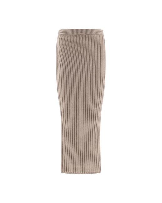 Max Mara Brown Beiger Woll-Kaschmir-Strickrock