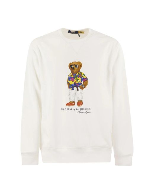 Polo bear polo sweatshirt di Ralph Lauren in White da Uomo