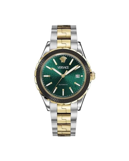 Versace Accessoires ,Grijs ,Herenhorloge Hellenyium Groen Veqca 0524 in het Metallic voor heren