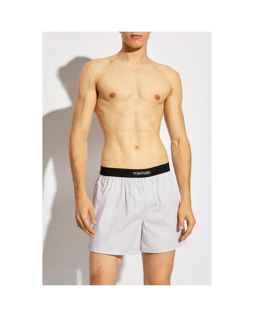 Tom Ford Ondergoed ,Grijs ,Katoen Boxershorts Met Logo in het White voor heren