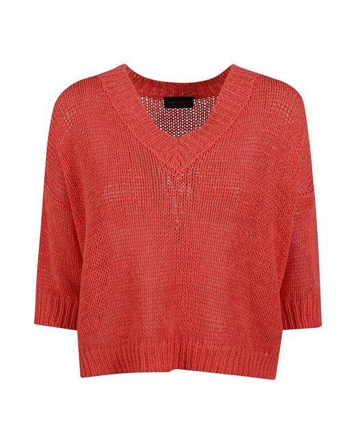 V-Neck Knitwear di Roberto Collina in Red