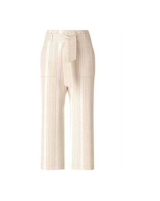 Marc Cain Broeken ,Linnen Gestreepte Linnen Paperbag Broek in het Natural