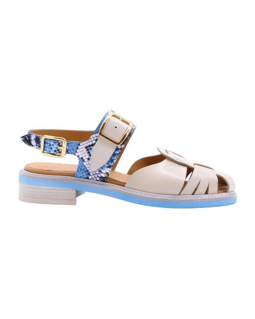Pertini Blue Flat Sandals