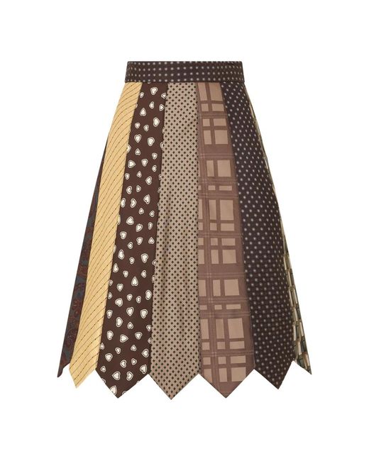 Moschino Patchwork Midi Rok in het Brown