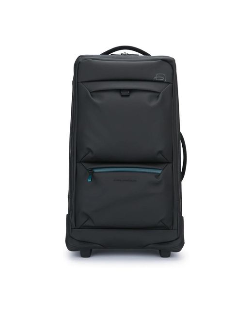 Piquadro Black Rolltasche aus recyceltem stoff mit 2 rädern