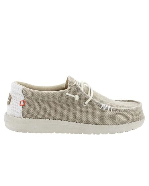 HeyDude White Laced Shoes for men