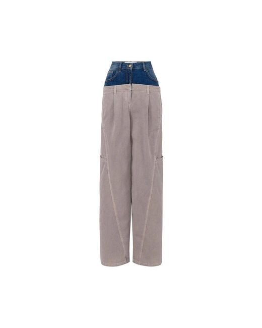 Elisabetta Franchi Blue Blaue slim fit hose mit goldknöpfen