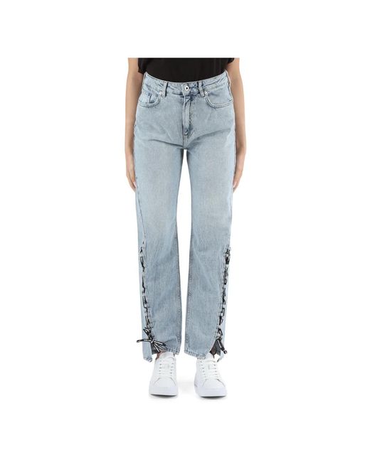 Jeans high rise straight con cinque tasche di Karl Lagerfeld in Blue