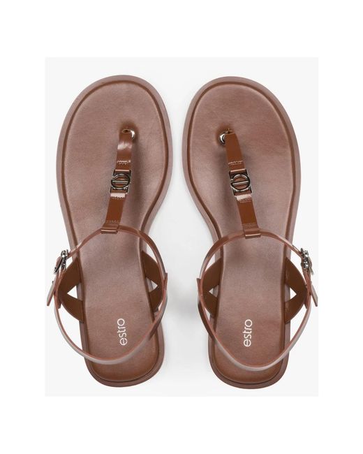 ESTRO Brown Flat Sandals