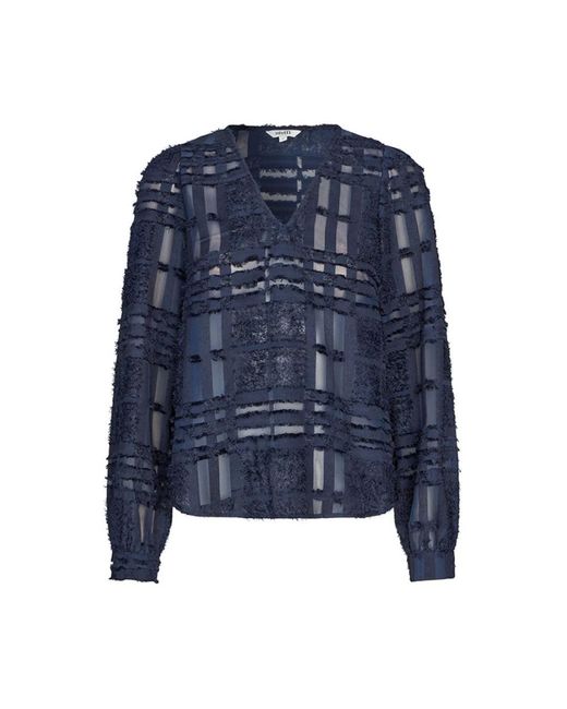 Mbym Blue Nachtbluse Mit Puffärmeln