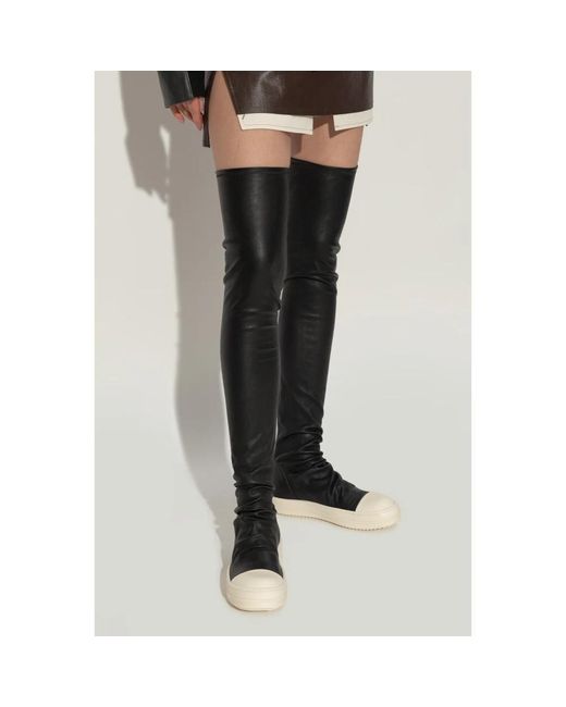 Rick Owens Black Over-Knee Boots
